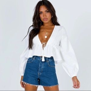 Princess Polly Rain Dance Tie Front Top - Size 4